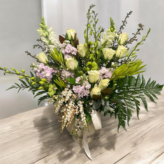 Lilies and Roses Arrangement in a Pot