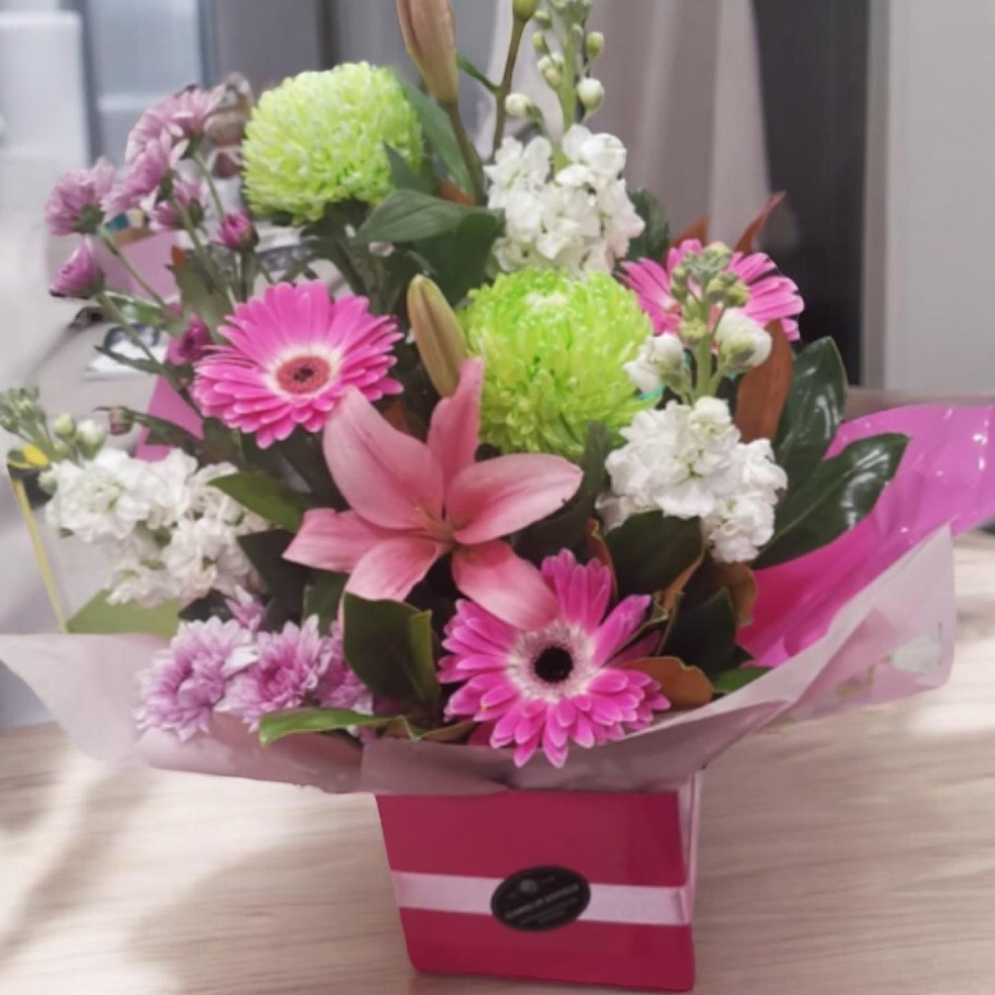 Pink Lily and Gerbera Box Arrangement