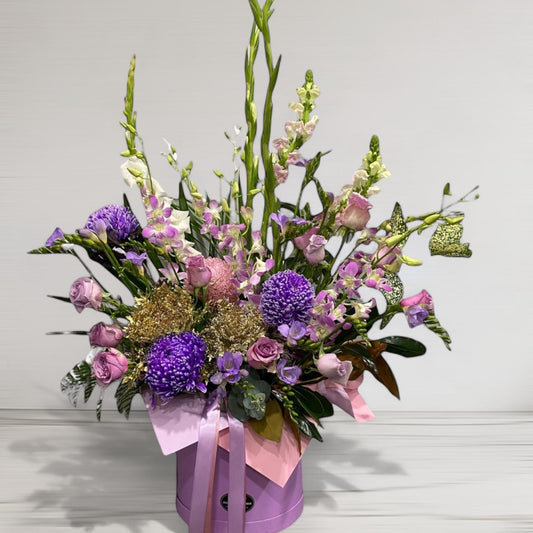 Pink & Purple Box Arrangement