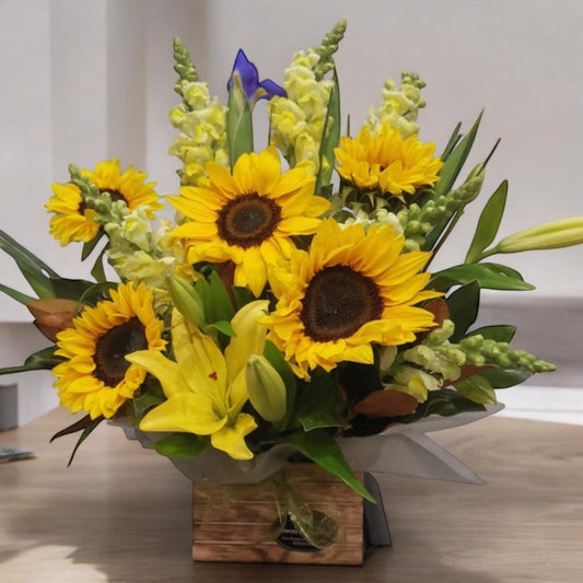 Boxed Sunflower Arrangement