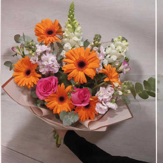 Gerbera & Rose Sunset Bouquet