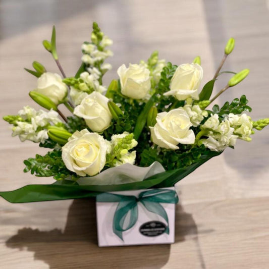 White Themed Boxed Roses