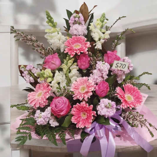 Pink Gerbera and Rose Arrangement